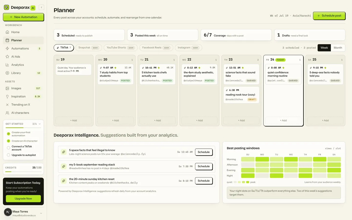 Scheduling screenshot