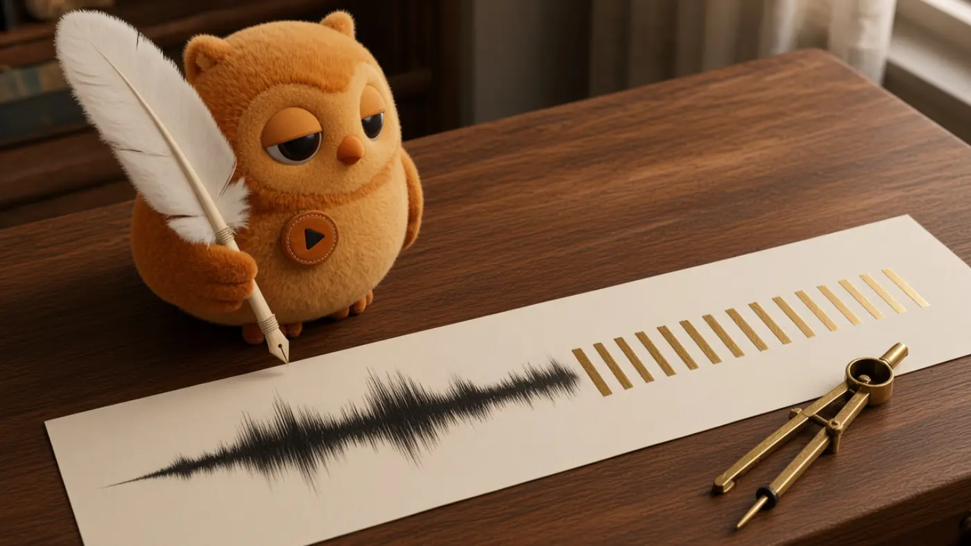 How YouTube captions work: an ink waveform resolving into gold cue bars